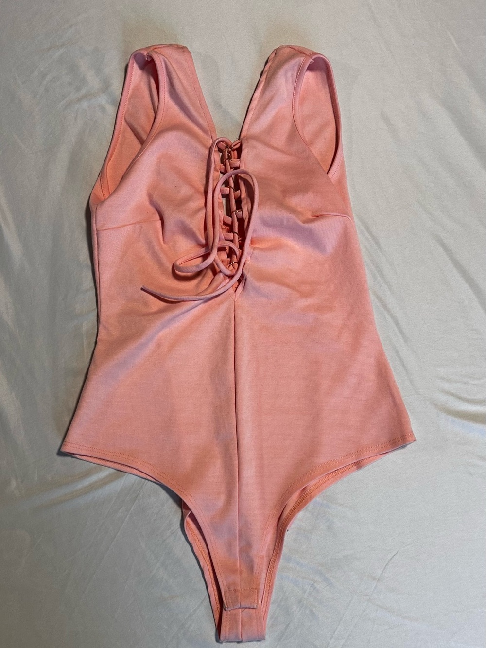 Hustler Hollywood Blush Pink Lace-Up Bodysuit